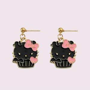 Sanrio Hello Kitty Devil Horn Cupcake Earrings – Halloween Dangle Jewelry​